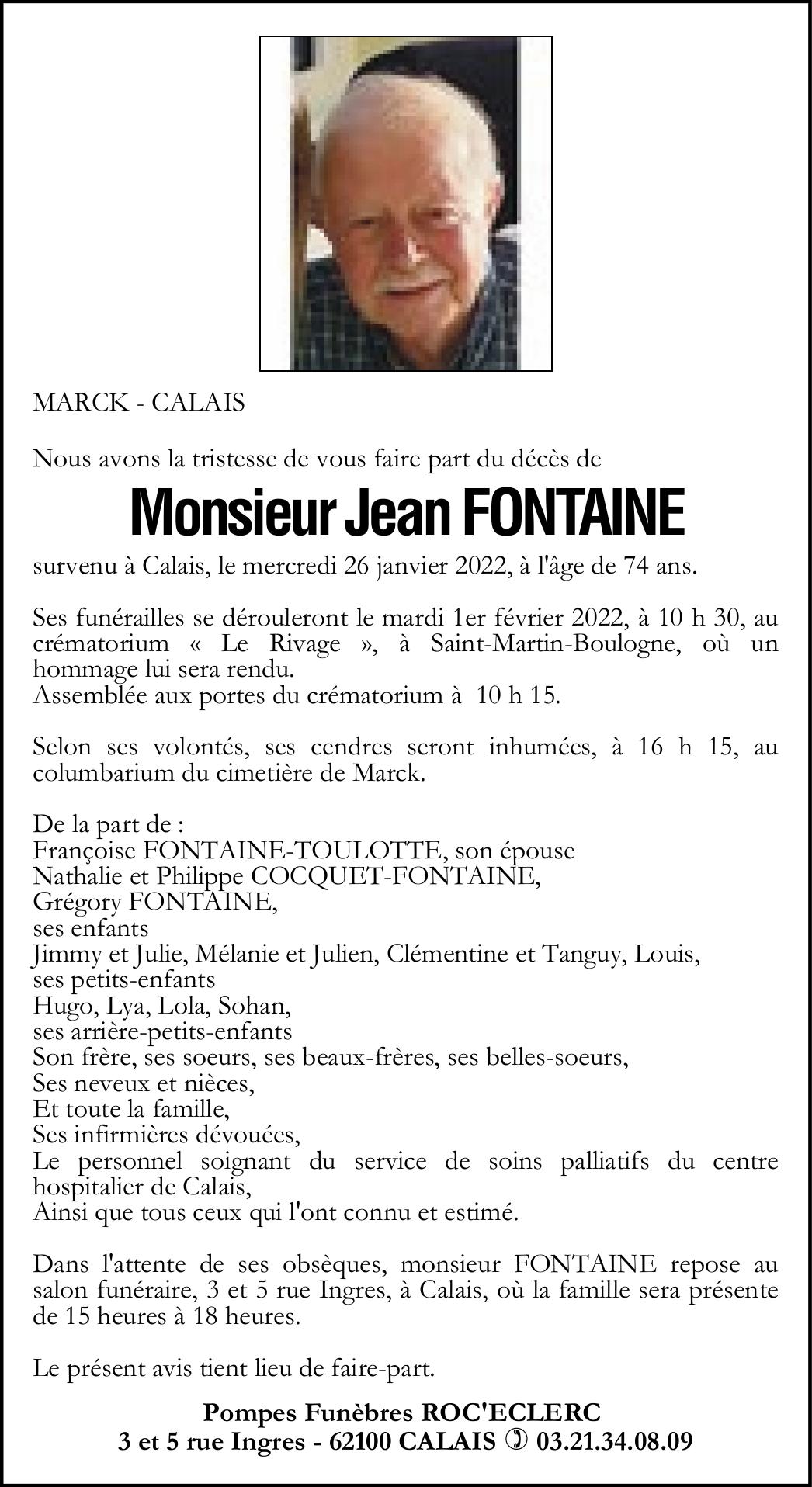 Photo de profil de Monsieur Jean FONTAINE
