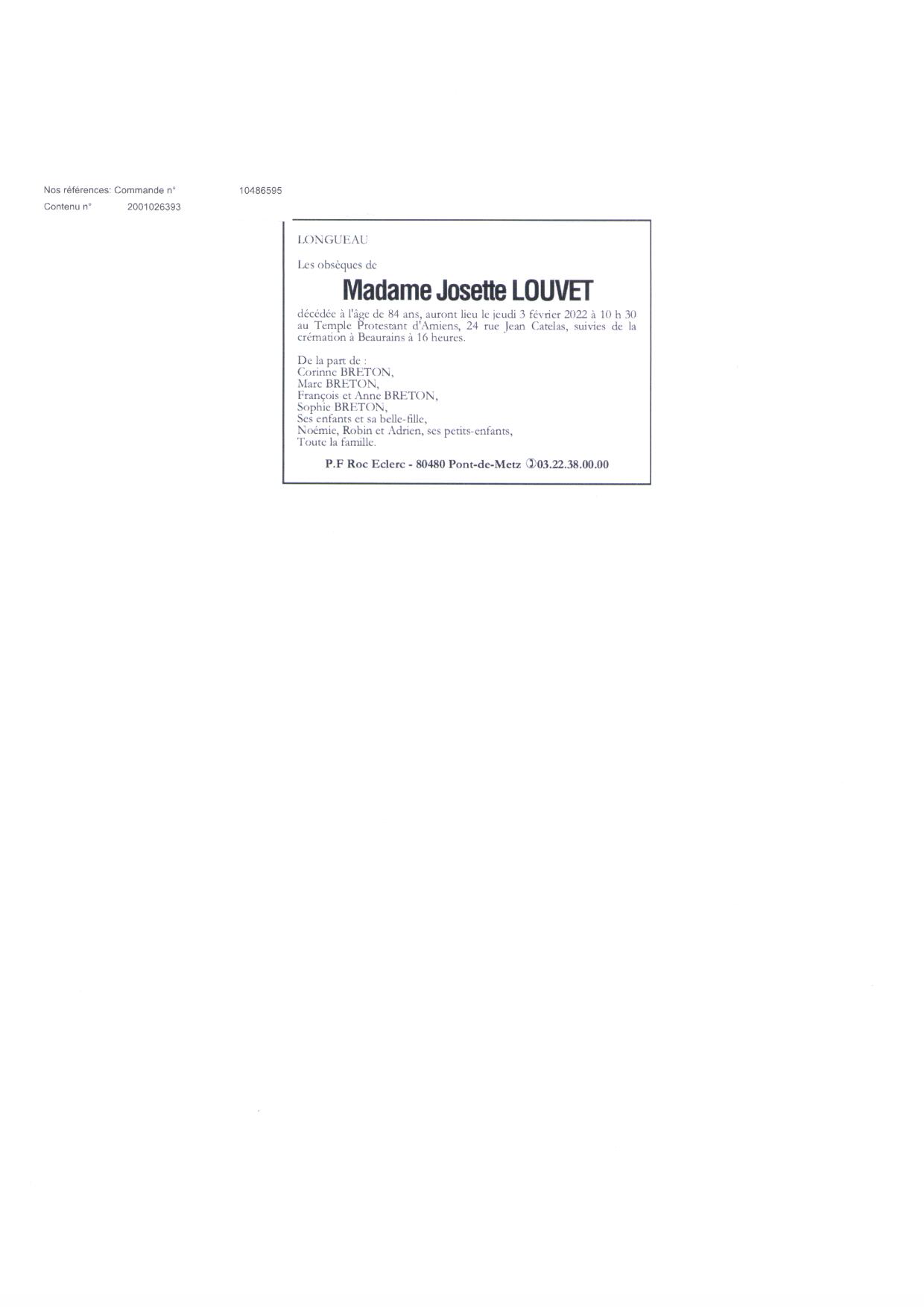 Madame Josette LOUVET