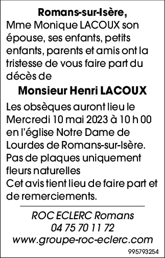 Monsieur Henri LACOUX