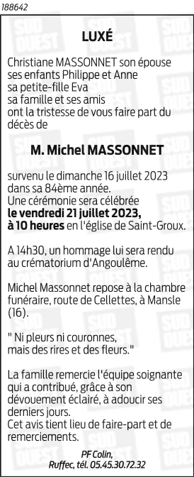 MASSONNET Michel, Louis, Marie