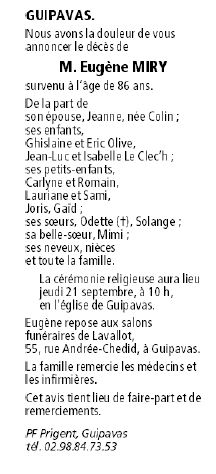 Monsieur Eugène, Alain MIRY