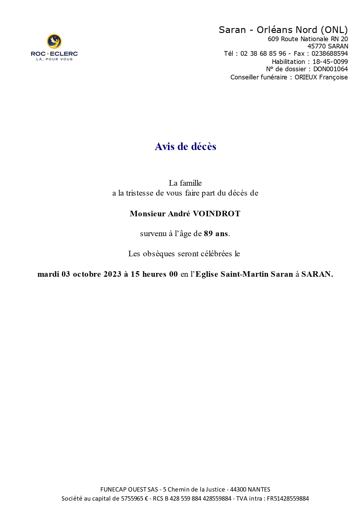 Monsieur André VOINDROT