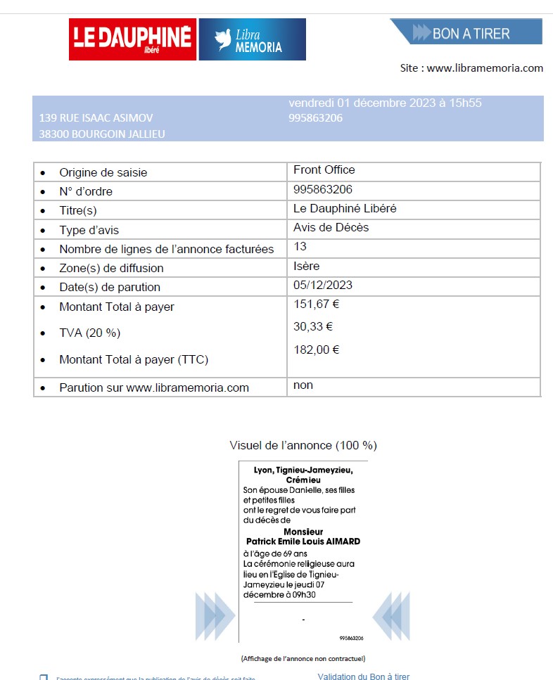 Monsieur Patrick Emile Louis AIMARD