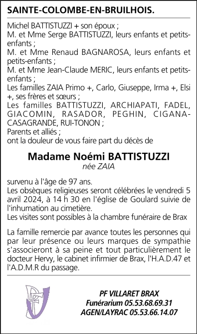 Noémi BATTISTUZZI né(e) ZAIA