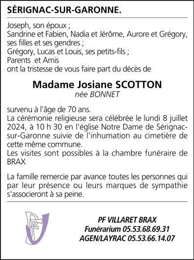Josiane SCOTTON né(e) BONNET