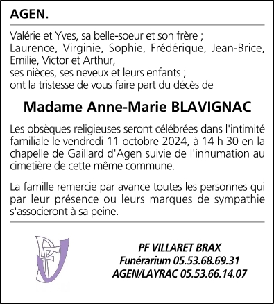 Anne-marie BLAVIGNAC né(e) BLAVIGNAC