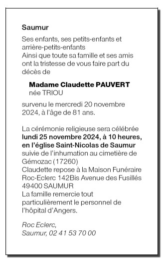 Madame Claudette TRIOU née TRIOU