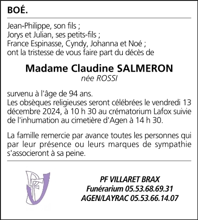 Madame Claudine SALMERON née ROSSI