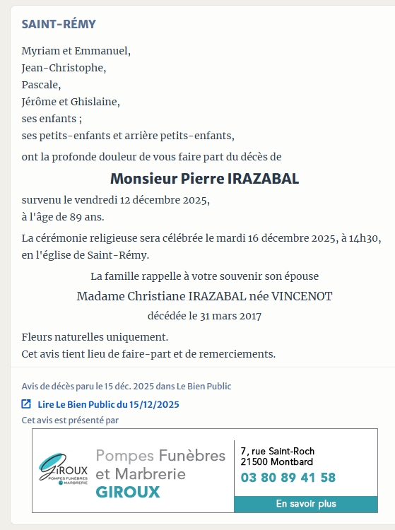 Monsieur Pierre IRAZABAL