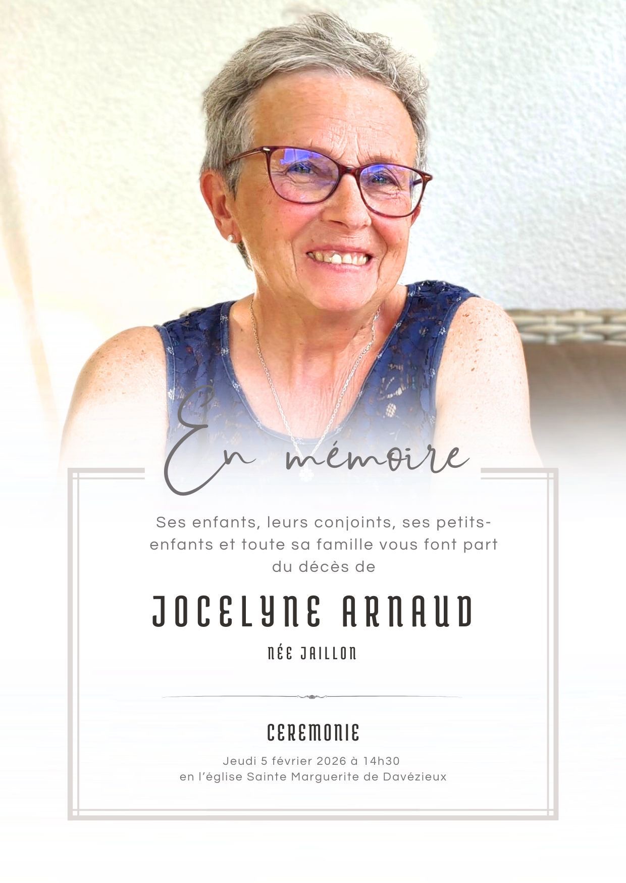 Madame Jocelyne ARNAUD née JAILLON