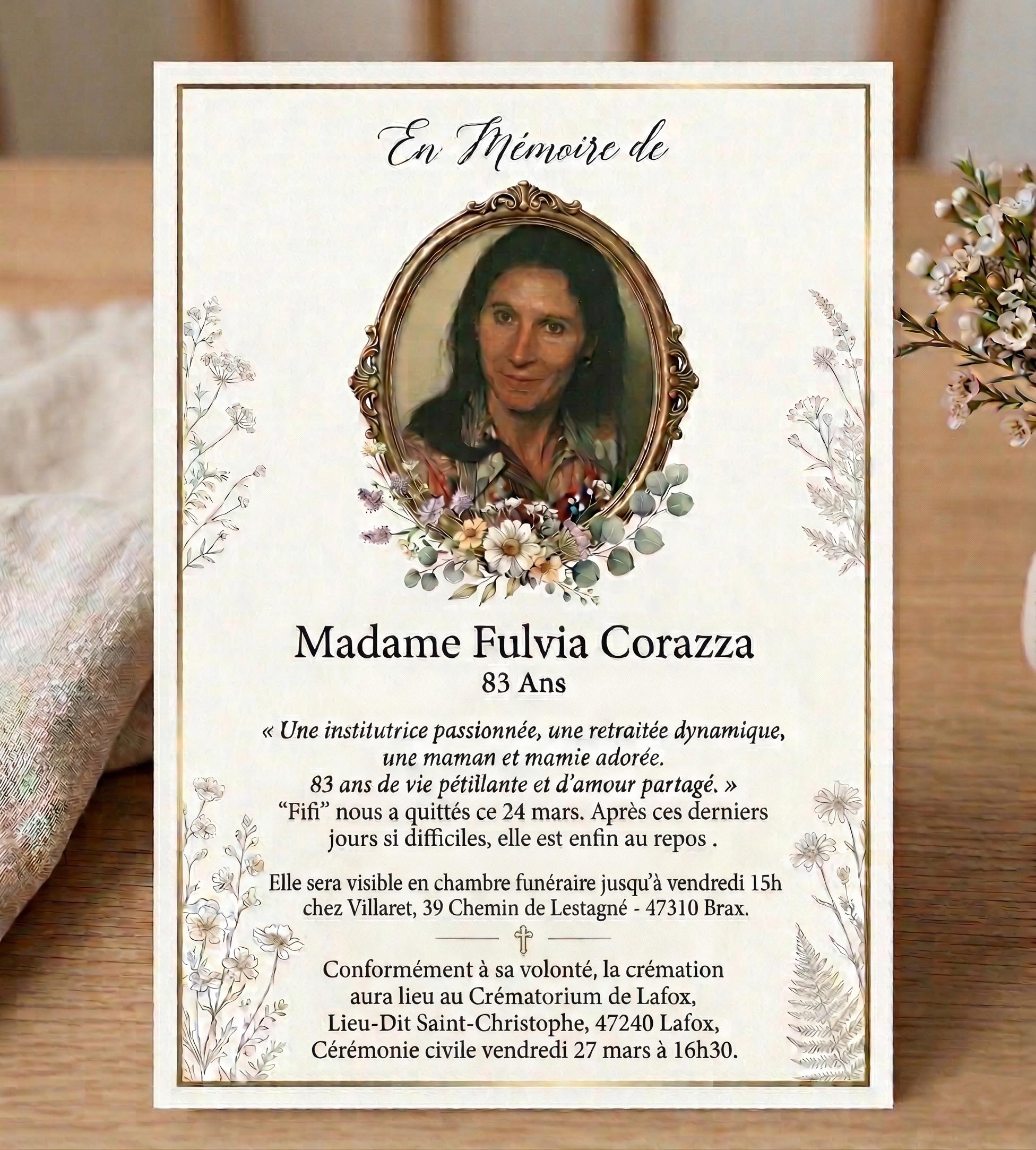 Madame Fulvia CORAZZA née CORAZZA