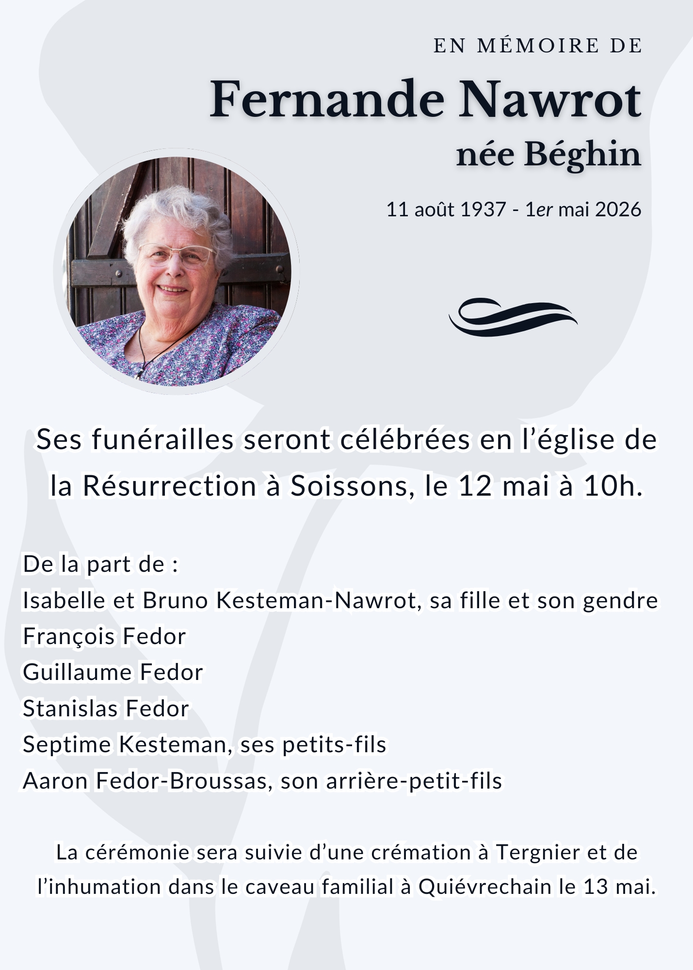 Madame Fernande, Anna, Marie NAWROT née BEGHIN
