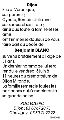 Monsieur Benjamin, André BLANC
